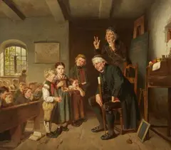 Friedrich Peter Hiddeman, The School Inspector, Oil on canvas (relined)