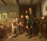 Friedrich Peter Hiddeman, The School Inspector, Oil on canvas (relined)