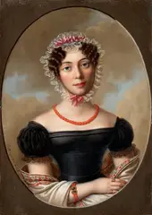 Bernhard von Guérard, Portrait of the elder sister Caroline von Guérard Portrait of the younger sister Ida von Guérard, Oil on panel. Each