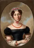 Bernhard von Guérard, Portrait of the elder sister Caroline von Guérard Portrait of the younger sister Ida von Guérard, Oil on panel. Each
