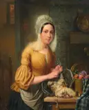 Auguste de Mersseman, The Kitchenmaid, Oil on panel