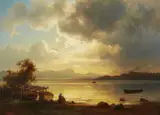 Christian Morgenstern, An Evening Mood at Lake Starnberg, Oil on panel