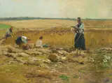 Peasants at the Hayharvest by Hugo Mühlig, Oil on panel, sold Sep 2015