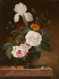 Franz Xaver Petter, Still Life with Roses, Tulips and Lilies in a Vase