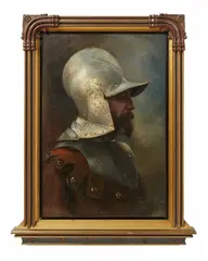 Portrait of a Man in Historic Armour by Gustav Rienäcker, Oil on canvas (relined), offered Sep 2015