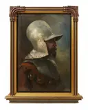 Gustav Rienäcker, Portrait of a Man in Historic Armour, Oil on canvas (relined)