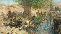 Theodor Rocholl, A Turkish Military Encampment, Oil on canvas