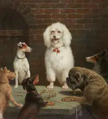 Heinrich Sperling, Talking Dogs, Oil on cardboard