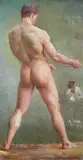 Gyla Stetka, Male Nude, Oil on hardboard