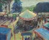 Paul Kuhfuss, Volksfest in Pankow, Öl auf Faserplatte