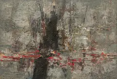 Karl Fred Dahmen, "Vegetative Komposition", 1955, Mischtechnik auf Leinwand, auf Holz aufgezogen