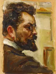 Selbstbildnis by Max Slevogt, 1903, Öl auf Karton, sold May 2019