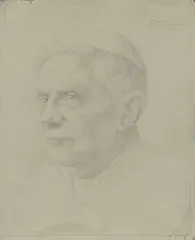 Michael Triegel, Studie Papst Rom, 2010, Silberstiftzeichnung auf leichtem Karton