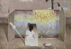 Pixel by Matthias Weischer, 2010, Öl auf Leinwand, sold May 2019