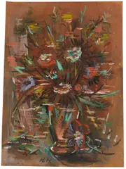 Sommerblumen by Hannah Höch, 1936, Gouache und Kohle auf braunem Papier, sold May 2019