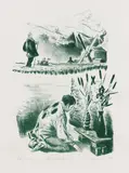 Neo Rauch, Heimkehr, 2010, Kreidelithografie in Grün auf Velin