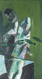 Neo Rauch, "Der Fänger", 1988, Öl auf Hartfaserplatte