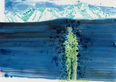 Ohne Titel by Daniel Richter, 2007, Öl über Bleistift auf Papier, sold May 2019