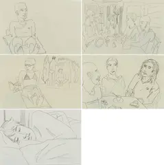 Stephanie Dost, Konvolut von 5 Arbeiten, 2006/2007, Bleistift auf Papier