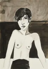 Stephanie Dost, "Freja Beha fotografiert von Collier Schorr", 2012, Tusche auf Papier