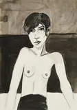 Stephanie Dost, "Freja Beha fotografiert von Collier Schorr", 2012, Tusche auf Papier