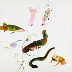 Basia Bańda, "Wodni ludzie" (Wassermenschen), 2011, Tinte auf Leinwand