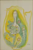 Frances Richards, Lady in a Jug, pen and ink and watercolour