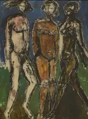 Basil Rakoczi, The Three Graces, mixed media on paper