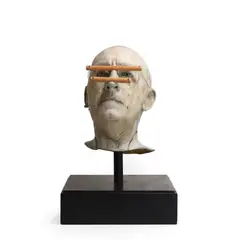 John Davies, Head of William Jeffrey with Devices, painted polyester resin