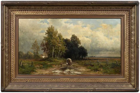 Carl Philipp Weber, The Passing Shower, oil on canvas