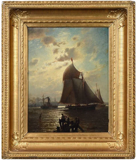 James Gale Tyler, Boats in New York Harbor, 1881, oil on canvas