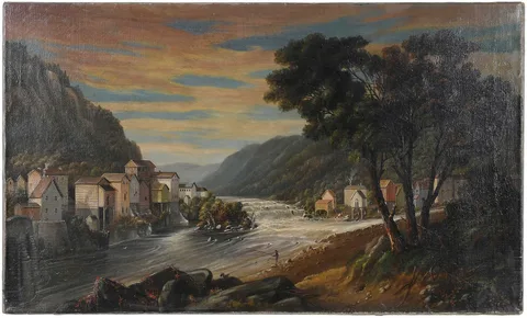 Henry Augustus Ferguson, Little Falls on the Mohawk River, New York, oil on canvas
