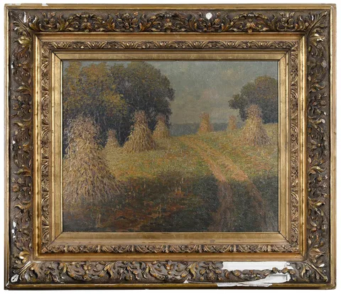 Benson Bond Moore, Hay Harvest, oil on canvas