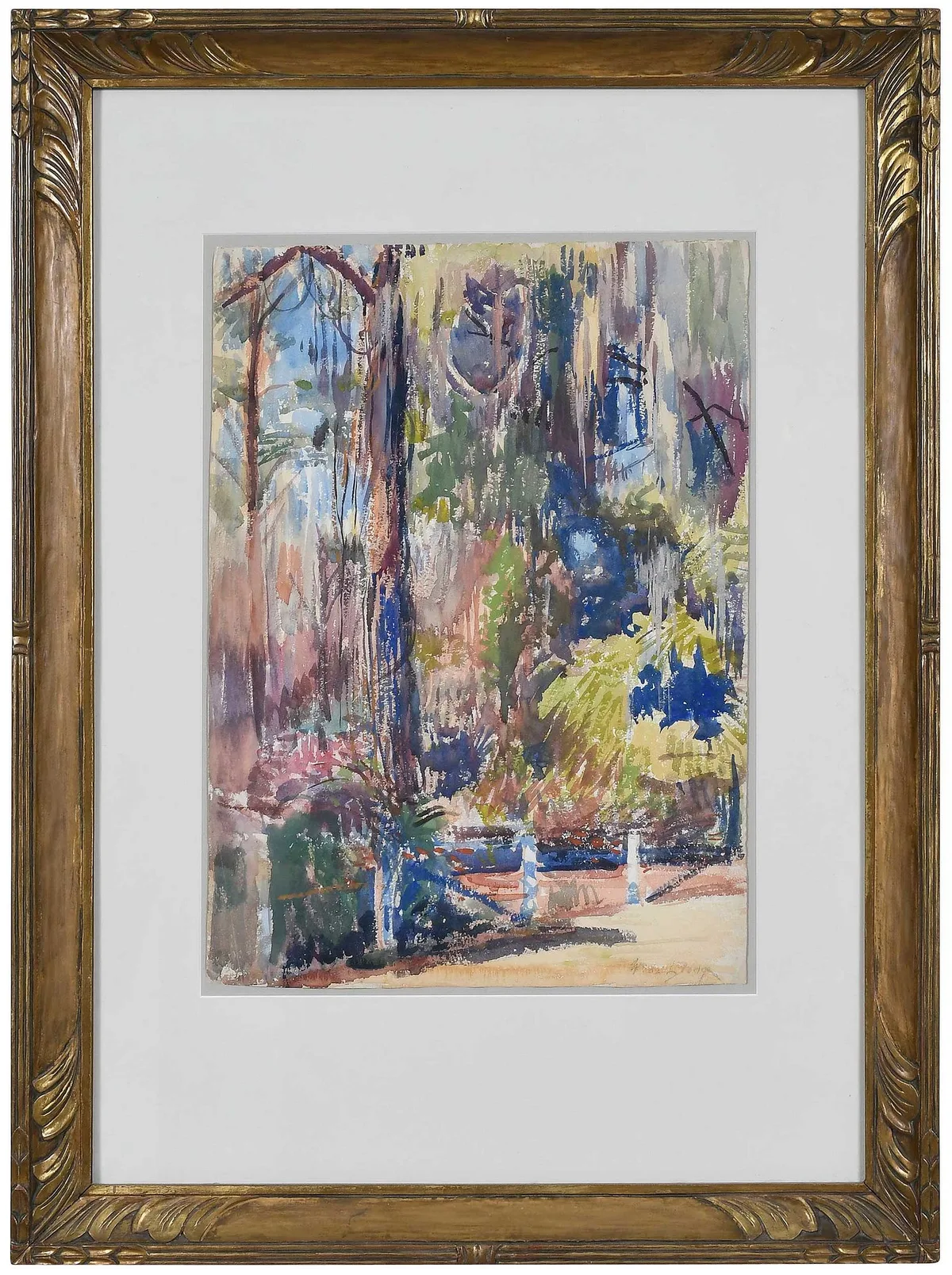 William de Leftwich Dodge, Woods with hanging moss, Savannah 1907, gouache on paper