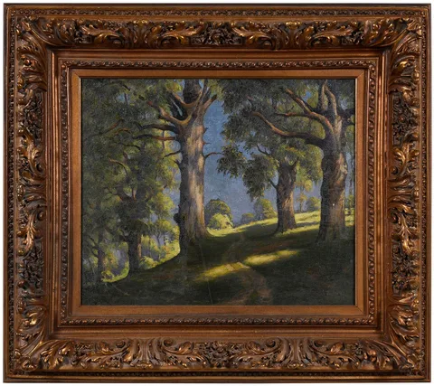 Benson Bond Moore, Sun-touched Forest Landscape, oil on canvas
