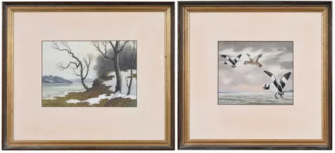 Benson Bond Moore, Two Watercolors, watercolor on paper