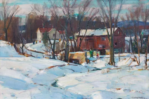 Winter Landscape by Carl W. Peters, Oil on canvas, sold Sep 2024