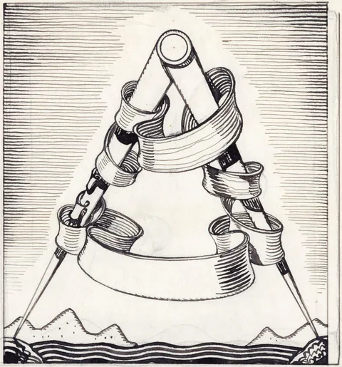 Rockwell Kent, (4) Pen, Ink & Pencil Drawings & Book Plate, Pen, ink & pencil drawings on paper and card-stock are stamped Rockwell Kent