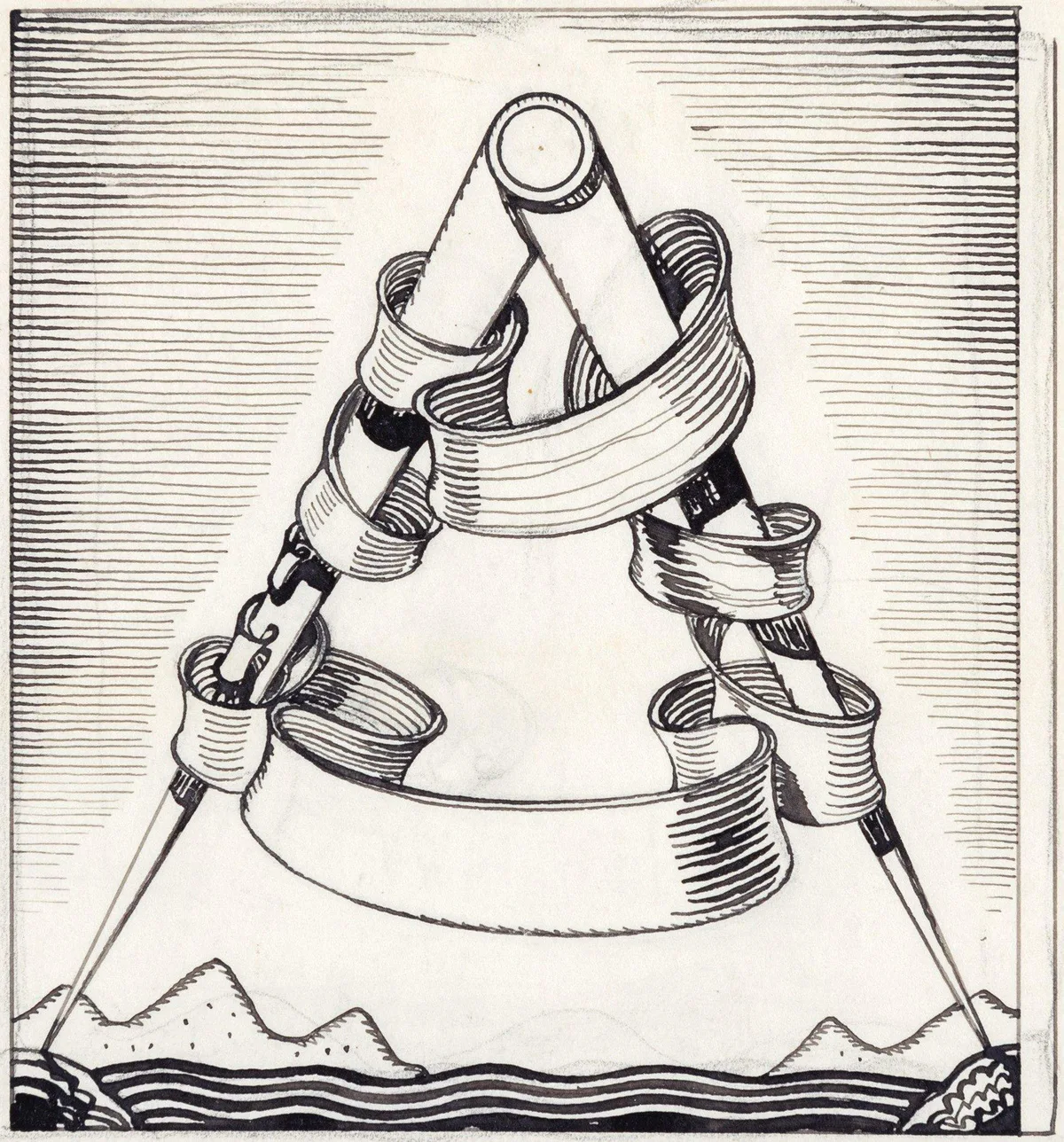 Rockwell Kent, (4) Pen, Ink & Pencil Drawings & Book Plate, Pen, ink & pencil drawings on paper and card-stock are stamped Rockwell Kent