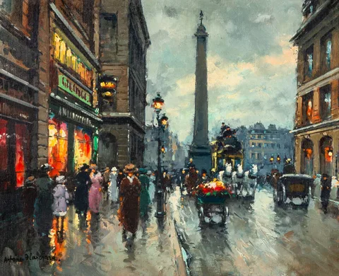 Place Vendome by Antoine Blanchard, Oil on canvas, sold Nov 2024