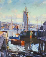 Emile A. Gruppe, Harbor with Sailboat
