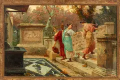 Ettore Forti, At the Fountain, Oil on Canvas