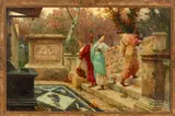 Ettore Forti, At the Fountain, Oil on Canvas
