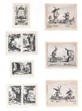 Jacques Callot, Les Penitents Et Penitentes And Balli Di Sfessania, Etchings on Paper, 9 Etchings in 2 Frames, Ca. 17th/