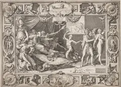 Cornelis Cort, The Calumny of Apelles, circa 1602, Engraving on Laid Paper