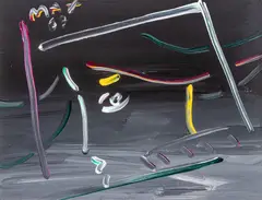 Line Profile by Peter Max, 1989, Acrylic on Canvas, sold Feb 2025