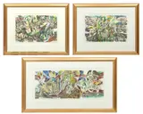 Dubi Arie, Group of Three Hand Colored Engravings, on Paper