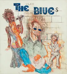 Anthony Beasley, Untitled, Mixed Media on Cardboard, "Play the Blues for Me"