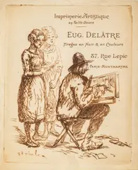 Théophile Steinlen, Untitled, Etching on Paper, Ca. 1890, "Imprimerie Artistique Eugene Delatre"