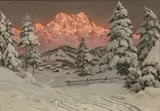 Alois Arnegger, Untitled, Oil on Canvas "Winter Alps Scene"